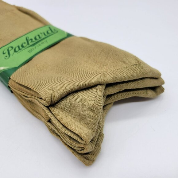 Vintage Men's Khaki Socks 6 Pair Fine Mercerized Cotton Packard Hosiery NOS - Picture 4 of 16